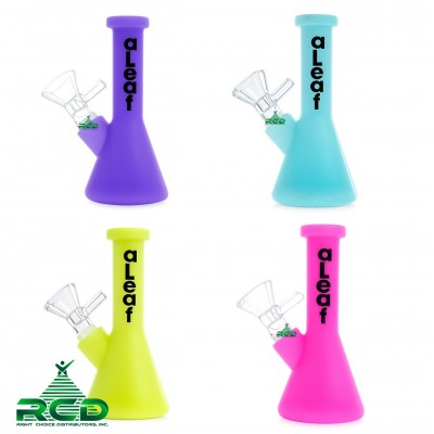 SILICONE WATER PIPE ALEAF BEAKER GLOW IN DARK WPS351 1CT